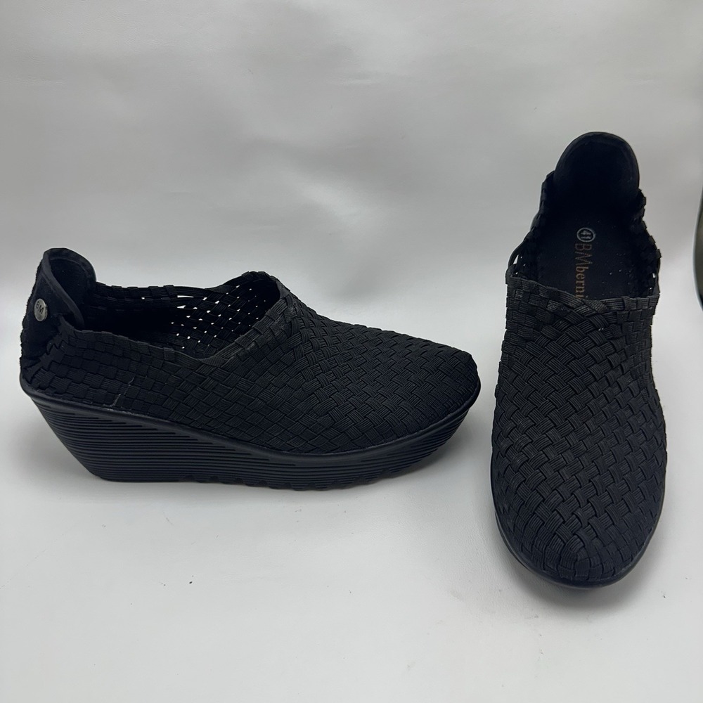 Bernie‎ Mev Gem Black Woven Basket Weave Wedge Platform Shoes Sz 41 US 10-10.5